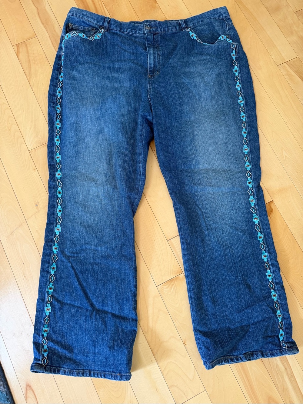 Lauren Jeans Co 22W Beaded Western Wide Leg Jeans